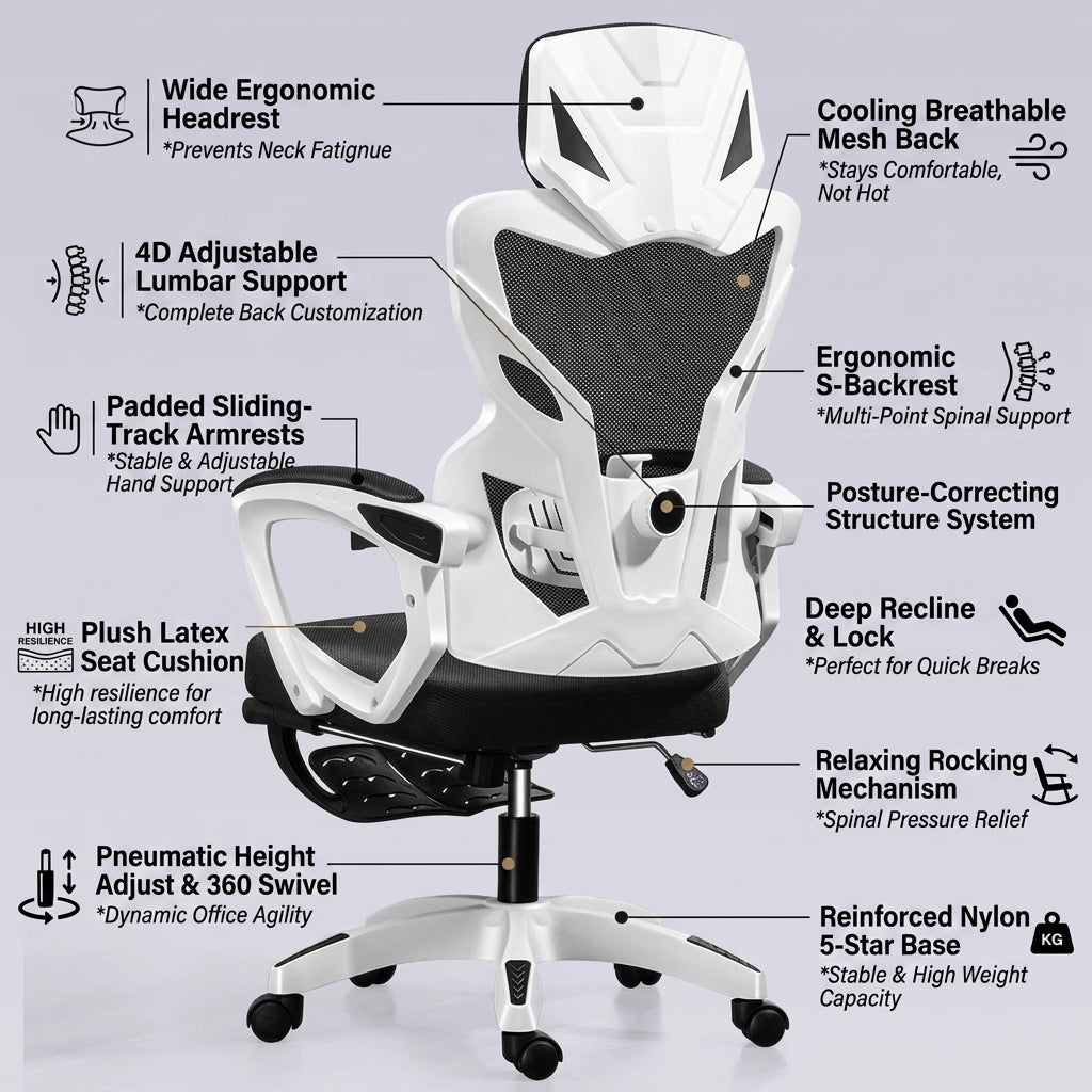 Gen-5 Premium Ergonomic Mesh Gaming Chair | 155° Recline & Dual-Axis Lumbar Support