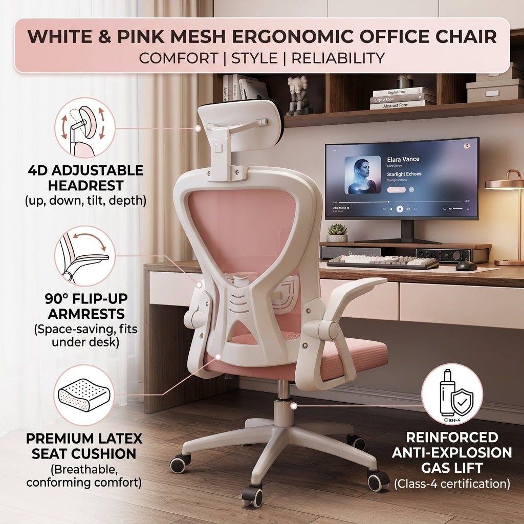 Gen-4 Ergonomic Mesh Office Chair with Adjustable Headrest & Flip-Up Armrests