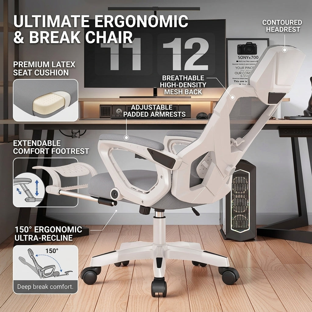 Gen-5 Premium Ergonomic Mesh Gaming Chair | 155° Recline & Dual-Axis Lumbar Support