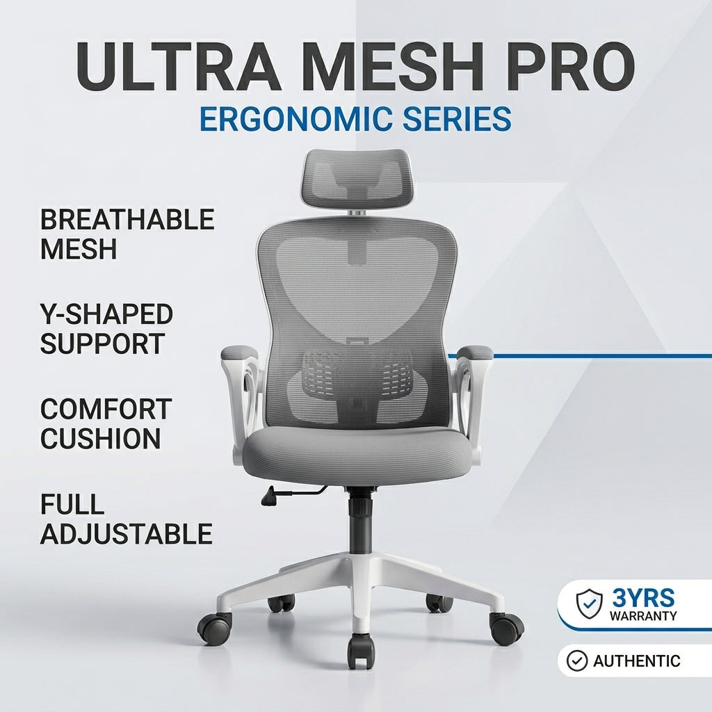 Gen-4 Ergonomic Mesh Office Chair with Adjustable Headrest & Flip-Up Armrests