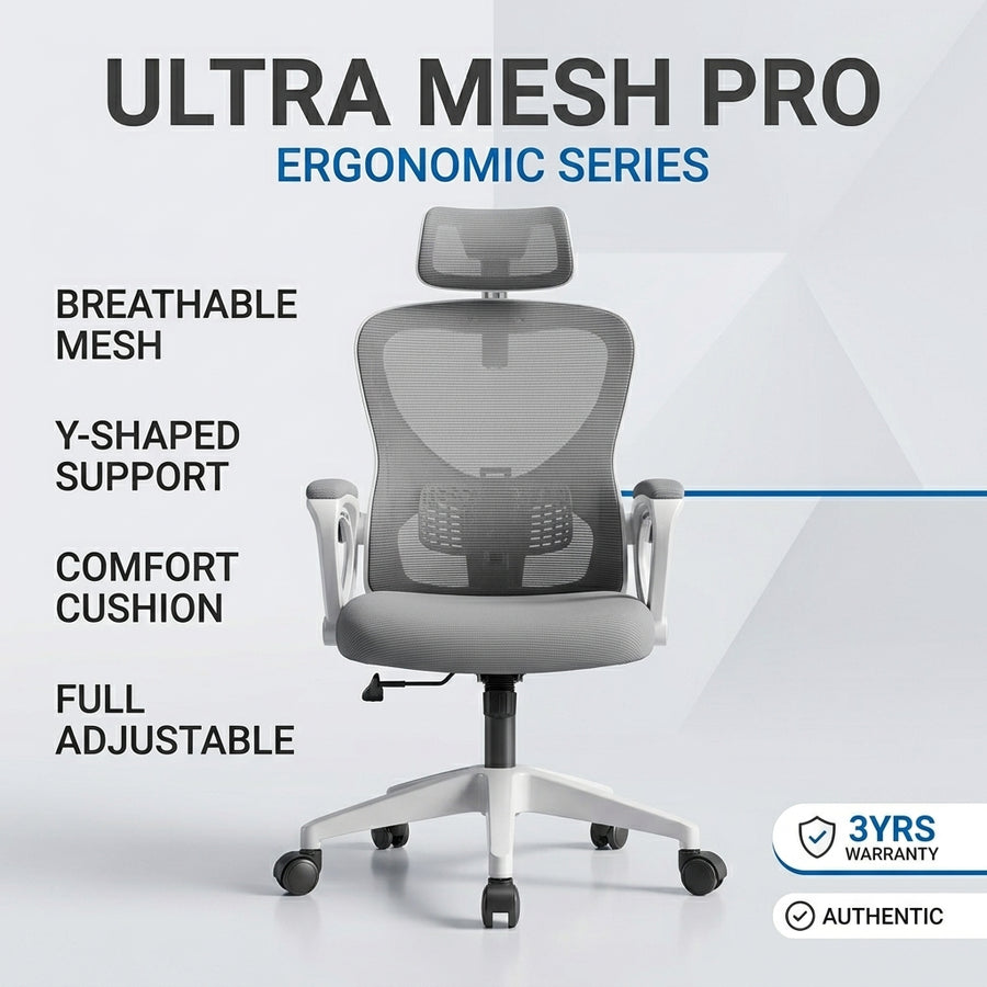 Gen-4 Ergonomic Mesh Office Chair with Adjustable Headrest & Flip-Up Armrests